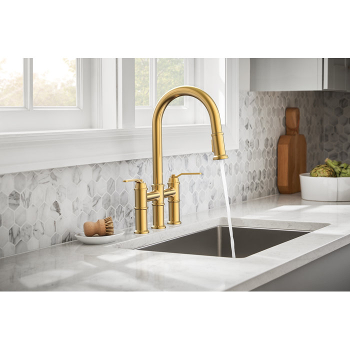 Gerber Pull Down Bridge Faucet Reviews Wayfair   Pull Down Bridge Faucet 